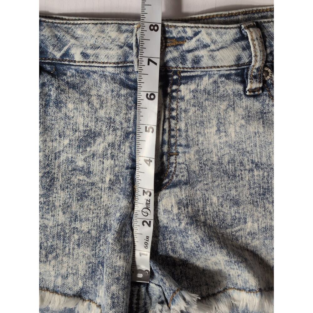 Wax Jean Women's Shorts Size M/W30 Blue Distressed Stretch Denim Frayed Hem - Picture 6 of 13